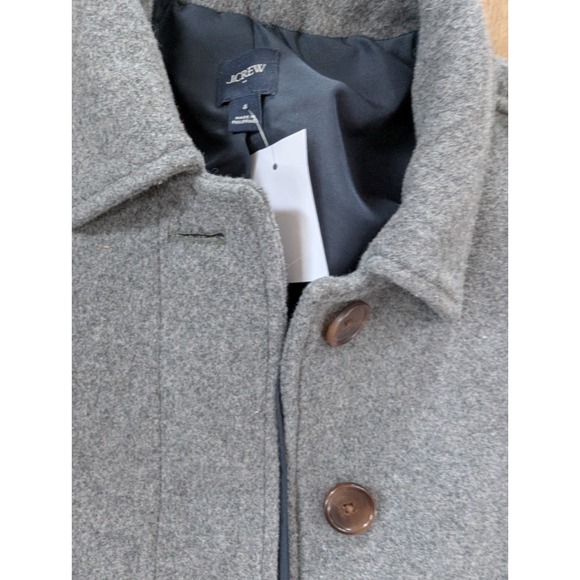 J.Crew Factory Wool Blend Car Coat Covered Buttons Grey Size 4 - Picture 9 of 16